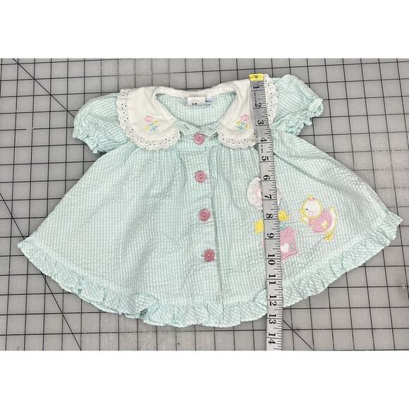A Little Angel Baby Dress Peter Pan Collar Vintage 3-6 Mon Duck &Flower Patch I9 - Picture 9 of 9